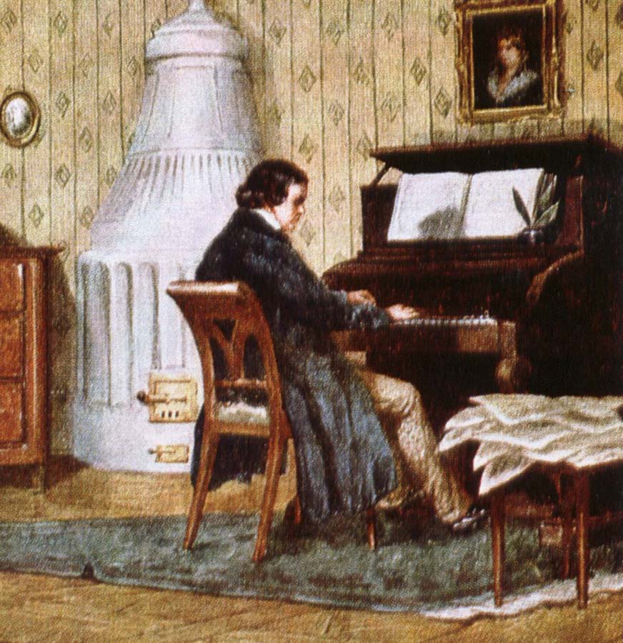 schumann composing at his piano